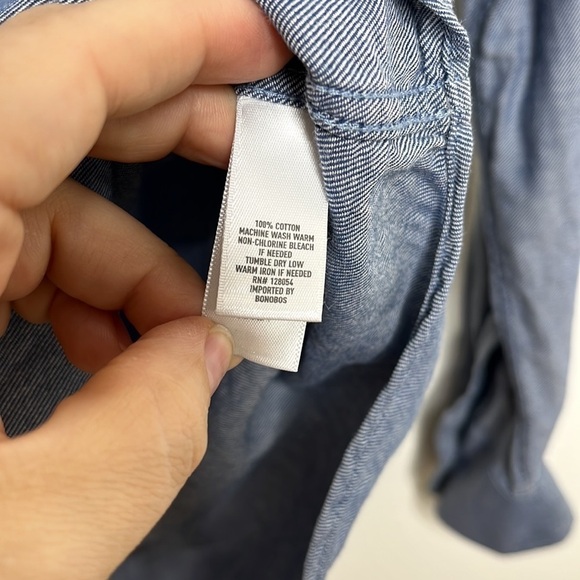 Bonobos Blue Striped Slim Fit Button Up Dress Shirt Men's Sz S TEAR - Picture 5 of 6